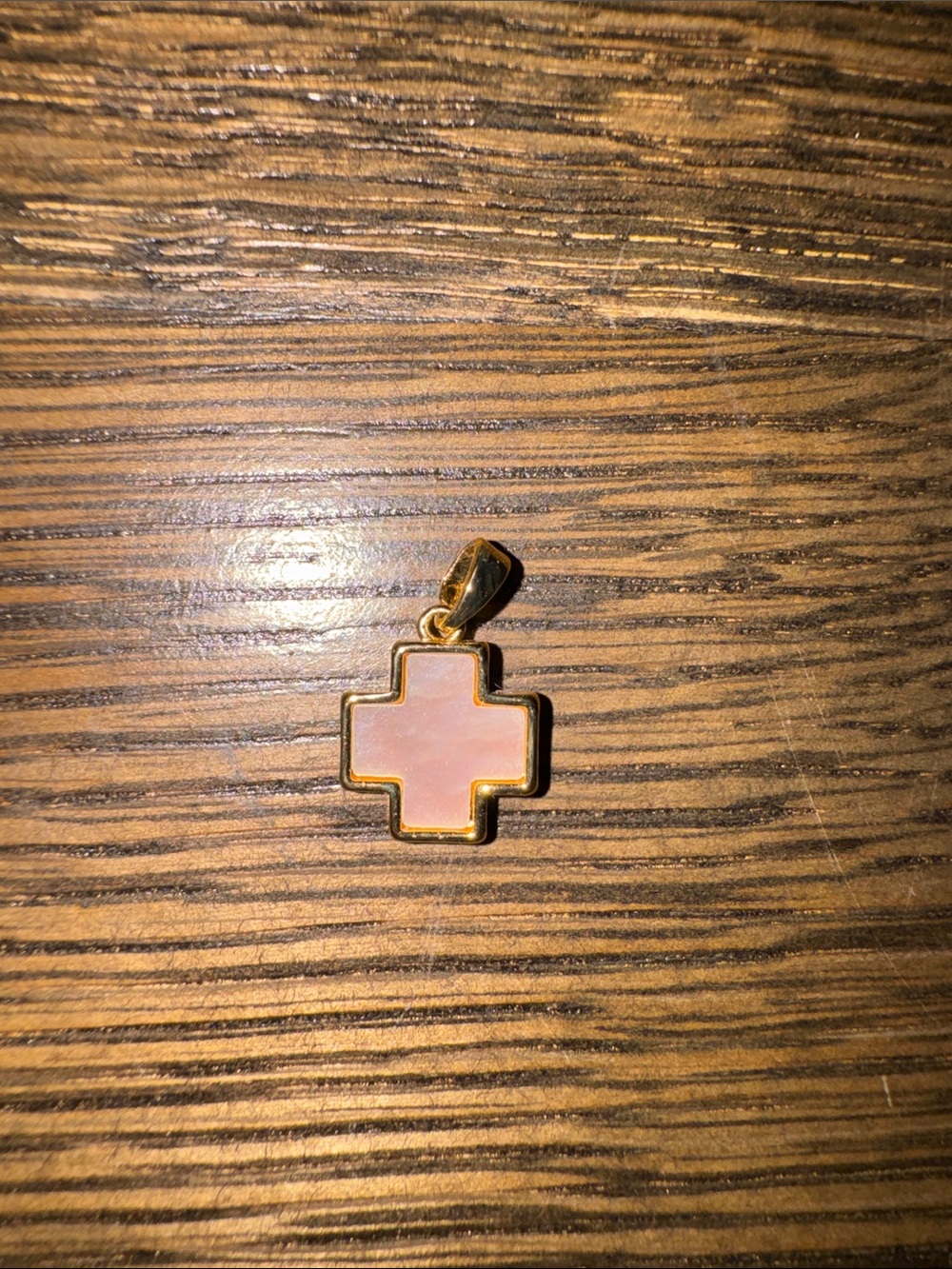 Gold Cross-Shaped Pink Enamel Pendant - Women Jewelry